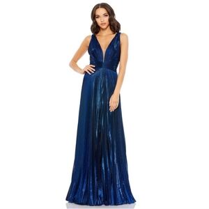 Mac Duggal Metallic Navy Maxi Dress